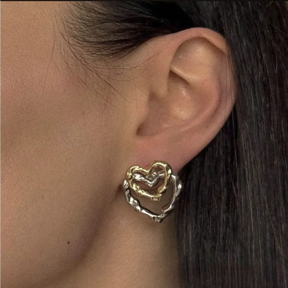 Hammered Heart Earrings N1818 - Picture 1 of 6